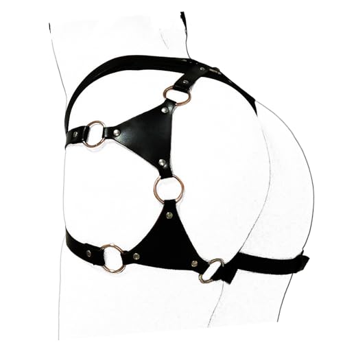 WUUDOA Harness Damen Unterkörper, Damen Punk Leder Harness, Sex Bondage Geschirre, mit Bein Gürtel, Erotic Clothing, Body Harness Frauen SM, Gotisch Sexy Gürtel Taille Damen, Rave Outfit Damen