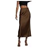 SOLY HUX Women’s Elegant Satin Skirts High Waisted Flared Casual Work Office Fishtail Midi Skirt