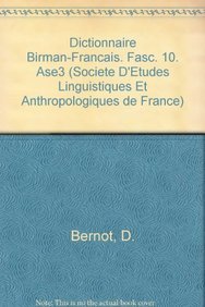 Paperback Dictionnaire Birman-Francais. Fasc. 10 [French] Book
