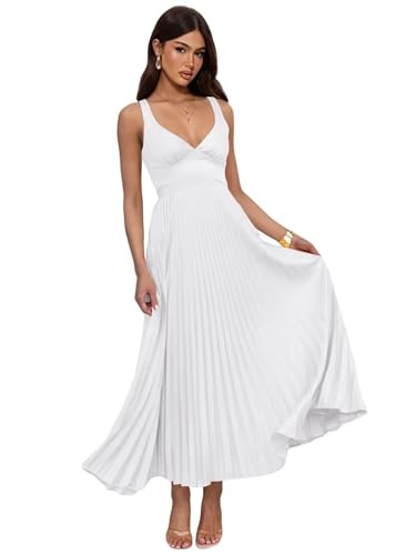 IIF Pleated Satin Bridesmaid Dress Tea Length V Neck A Line Midi Prom Formal Evening Gown with Pocket IIF175