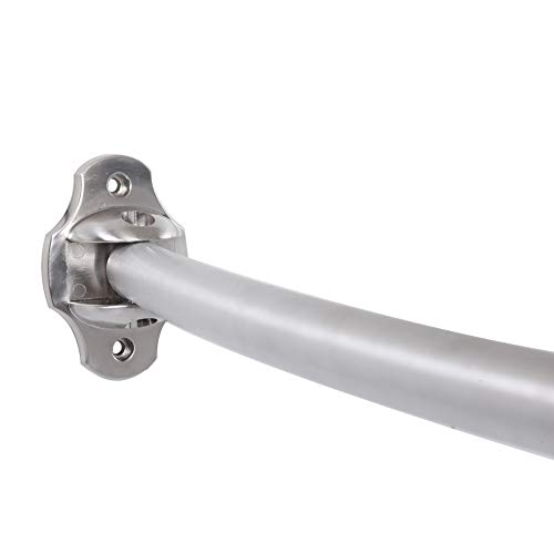 TENOVEL 2-Piece Bathroom Shower Sets: Stainless Steel 50”-72” Adjustable Curved Shower Rod, Double Glide Shower Curtain Hooks/Rings-Brushed Nickel