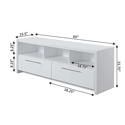 Convenience Concepts Newport Marbella 60 inch TV Stand with Cabinets and Shelves Home_Furniture_and_Decor, unspecified, White - Image 6