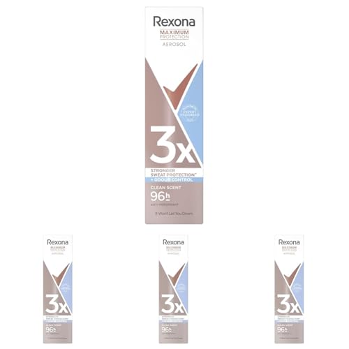 Rexona Maximum Protection Déodorant Spray Anti-Transpirant 96H Clean Scent 150ml (Lot de 4)