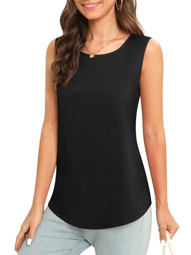 Image of Women's Sleeveless Chiffon Tank Top Business Casual Blouse Tunic Top