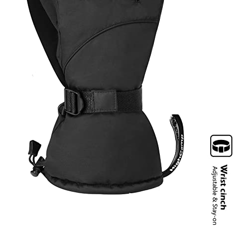 Highcamp Men Women Cold Weather Winter Ski Gloves Waterproof Snow Gloves Warm For Outdoors Skiing Snowboarding, Glacic Black/Medium #TOP2