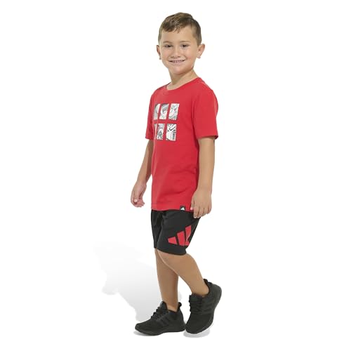Image of adidas Boys' Short Sleeve Cotton Tee Shirt and Logo Short Set