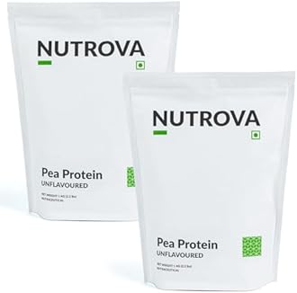 NUTROVA Pea Protein Powder, Vegan Protein Isolate 2 Kgs(Pack Of 2X1000 Gms)|No Added Sugar, Artificial Sweeteners Or Flavours|Vegan & Gluten-Free|80% Protein Content, 8G Protein Every 10G Scoop.
