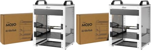 Image of Tecmojo 6U Network Rack, 10 inch Mini Server Rack with 2 Side Translucent Panels & 2 Top Handles, 7.87 inch Deep, for 10 inch IT Equipment & A /V Devices, White (Pack of 2)