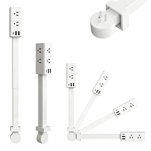 Extensión eléctrica con 6 tomas y 3 puertos USB, rotativa 360°, para dormitorio, sala u oficina miniatura 1