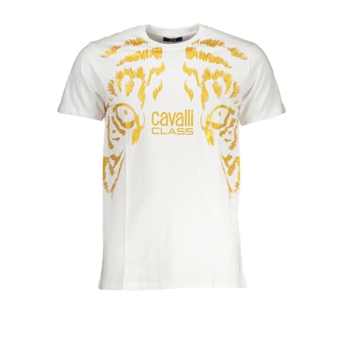 T-shirt blanc en coton Cavalli Class pour homme - Haut à manches courtes chic