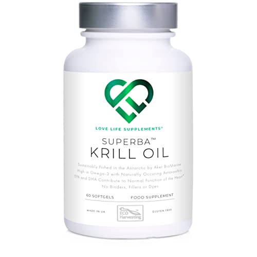 LLS Superba Krill Oil | Sustainably Fished by Aker BioMarine | 500mg x 60 Softgels | for Healthy Heart, Joints and Immune Support | Manufactured Here in The UK Under BRC Certification