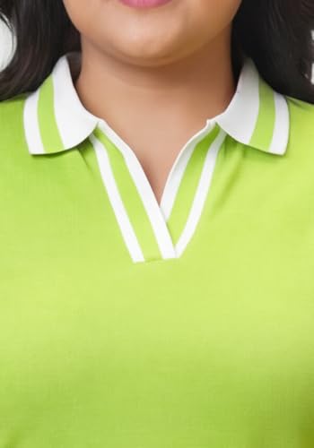 Image of Wear Your Opinion Plus Size Women Polo V Neck Stripe Collar Tshirt Top | Half Sleeve