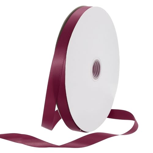 Rebower 50 Yard Satin Ribbon Thick Double Face Grosgrain Silk Ribbon, [for Gift Wrapping, Hair Bows, Wedding, Cake, Flower] - 0.6"(1.5cm)/Dark Red