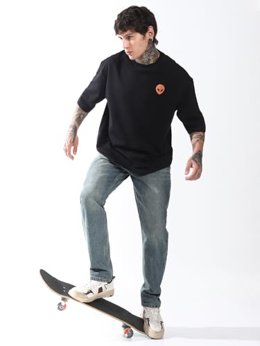 Image of Hubberholme Men Cotton Printed Oversized Round Neck Half Sleeves Tshirts