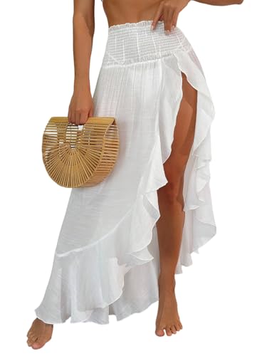 Image of ZAFUL Swimsuit Coverup for Women Slit to Thigh Beach Cover Ups Swim Bathing Suit Flowy Maxi Skirt