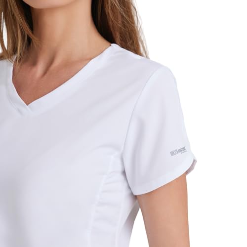 Grey’s Anatomy by Barco Classic Cora Scrub Top for Women – White, 4-Pocket Crossover V-Neck Scrub Shirt with Natural Stretch, Soil Release Fabric, and Super-Soft Finish – Large, Regular Fit - Thumbnail 2