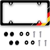 German Flag Germany License Plate Frame - 1Pcs Personalized Tricolor Flag Car License Plate Holder Aluminum Metal Car Exterior Decor Accessories 12.3' X 6.3' with 4 Holes Screws for Men Women Gifts