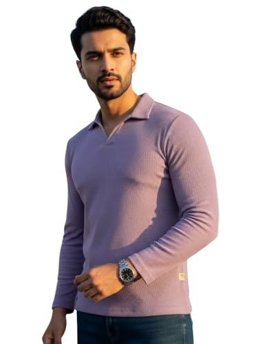 Image of Rigo Printed Casual T-Shirts for Men | Waffle Knit Solid T-Shirt for Men | Full Sleeves T-Shirts for Men