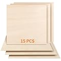 Dofiki 15 Pcs 3mm Baltic Birch Plywood 1/8" x11.8"x 11.8” Plywood Board for Laser Cutting Engraving Wood Burning DIY 300 x300 x3mm Birch Sheet