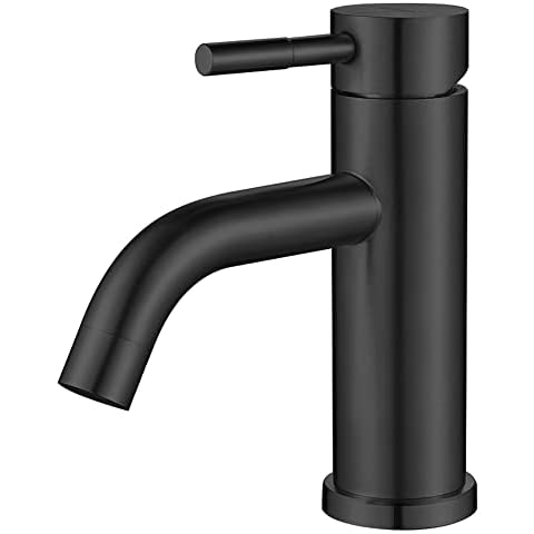 Kohonby Modern Single Handle Bathroom Faucet Single Hole Matte Black Bathroom Sink Faucet Stainless Steel Commercial Basin Faucet(Matte Black No Drain) Cover