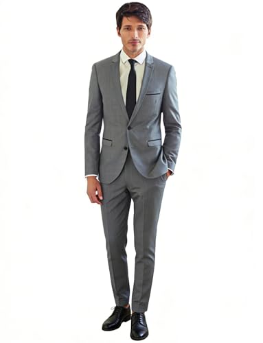 Costume deux boutons homme pour corriger la silhouette avec veste à encoche et pantalon droit