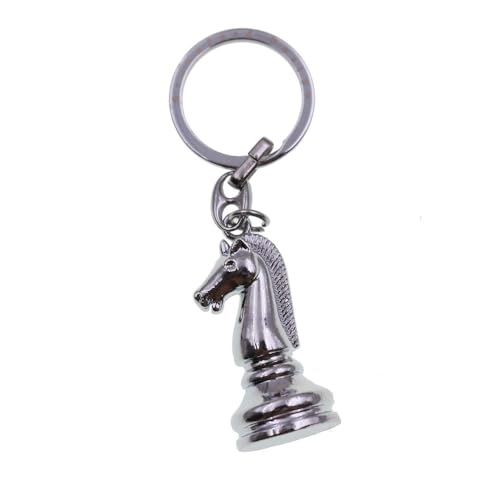 Llavero de metal con diseño de caballo de ajedrez, 2 x 4,5 cm