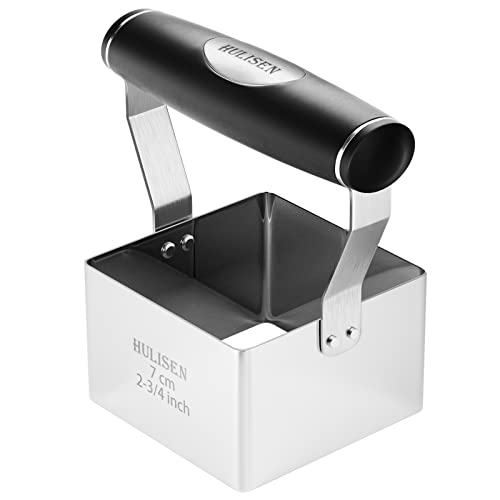 HULISEN Square Biscuit Cutter, 2.75 Inch Stainless Steel Cookie Cutter with Soft Grip Handle for Thick Dough, Professional Baking Dough Tools, Dishwasher Safe, Gift Package (2.75" Square Cutter)
