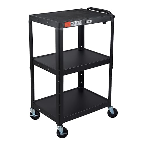Luxor Steel Utility Cart — UCMT1 Adjustable-Height Black Luxor Steel Utility Cart — UCMT1 Adjustable-Height Black