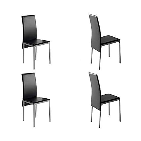 MOMMA HOME Set de 4 Sillas de Comedor Melbourne Negro/Plata Cover