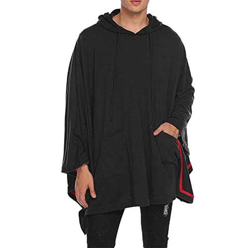 Maiyifu-GJ Men's Casual Hooded Poncho Cape Oversized Batwing Sleeves Hoodies Pullover Loose Fit Cloak Coat Top with Pocket3