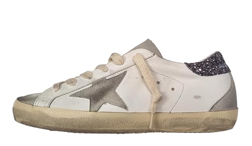 Golden Goose Zapatos Mujer Zapatillas Superstar Vintage 11166 Blanco, Gris, White Ice Grey, 38 EU
