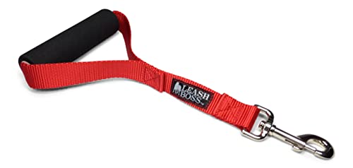 Leash Boss Traffic Handler - Short Dog Leash with Traffic Handle for Large Dogs - Great for Double Dog Couplers, Service Dogs, and Training (12 in, Red)
