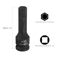 QUARKZMAN 2 Stück 1/2" Kraft Schlagnuss Innensechskant H13 78mm Schwarz – Ansicht 2