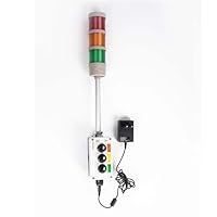 ANDONT 3 Stack Super Bright LED Andon Tower Lights with Buzzer, Red/Yellow/Green, OFF-ON or Flash, 6 ft Industrial Adapter, IP53, Plug Play Ready