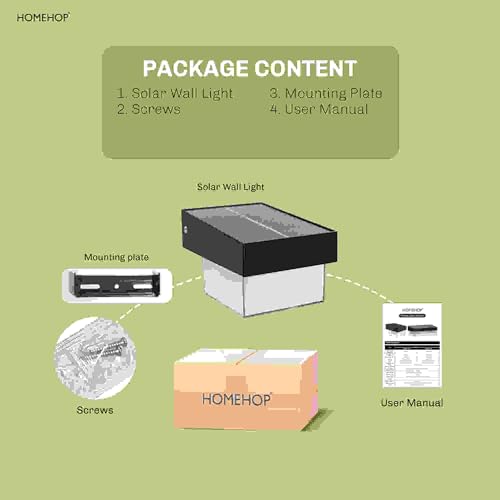 Image of Homehop Solar Light Outdoor Home Garden Wireless Wall Decorative 36 LED | Solar Wall Light Waterproof Automatic Lamp For Balcony, Scone,And Courtyard, Porch ,Pathway with 3 Color Modes (ABS,1800mAh) inch