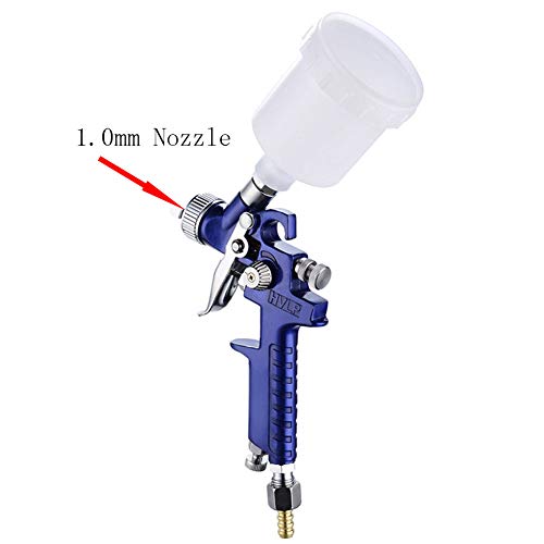 HVLP Spritzpistole, Farbsprüher Auto-Spritzpistolen-Set mit 0,8/1,0 mm Düse, Farbmischung, Schnellbecher für Auto-Möbelmalung (1.0mm)