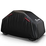 MZS UTV Cover Waterproof All Weather Season Protection Accessories fits up to 160 inch 4-6 Passengers Utility Vehicle Covers - Vents Night Reflective Tear Wind Proof Adjuster Buckle Storage
