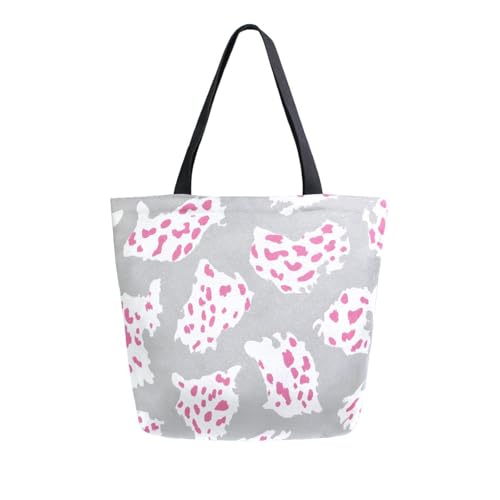Extra Large Shoulder Tote Bag for Beach Travel Weekender Gym Leopard Print Pink Grey Reusable Grocery Canvas Shopping Bag