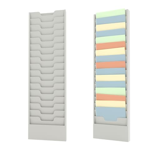 OSKIE Wall-Mount File Organizer, 16 Pockets Document Holder, Metal Construction, Gray White...