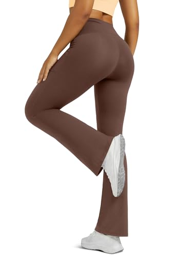 Image of Flare Leggings for Women Yoga Pants with Pockets High Waisted Crossover Flare Yoga Pants Bootcut Yoga Leggings