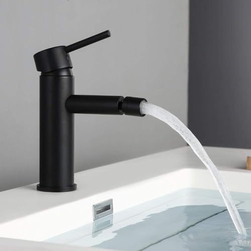 Mitigeur de bidet rond noir mat, robinets de salle de bains monotrou - 2