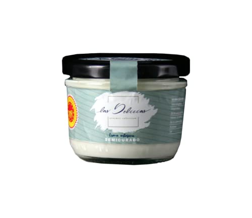 QUESOS LA ALDEA | Crema de Queso Manchego | Semicurado | Fabricada Artesanalmente | Perfectas para Untar | Más Sabores Disponibles | Con Azafrán, Pimiento Rojo, con melocotón, con trufa, con pistachos