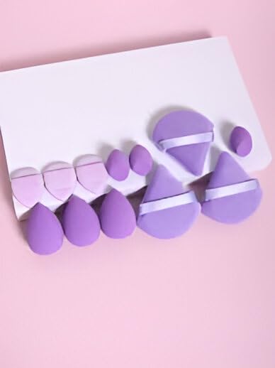 Image of Multi-Shape Makeup Sponge Set | 20 Piece Beauty Puff Collection with Headband and Clean Sponge | Pink, Purple, Beige & Bright Sets | Face Blender Kit for Cream, Liquid & Powder | Aesthetic and Functional Makeup Tool (Lavender, 20Pcs)