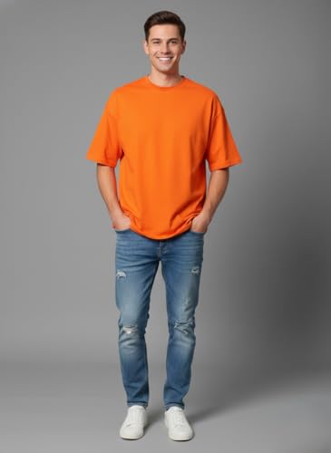 Image of Besick Oversized Plain Cotton Drop Shoulder Baggy fit Tshirt for Men
