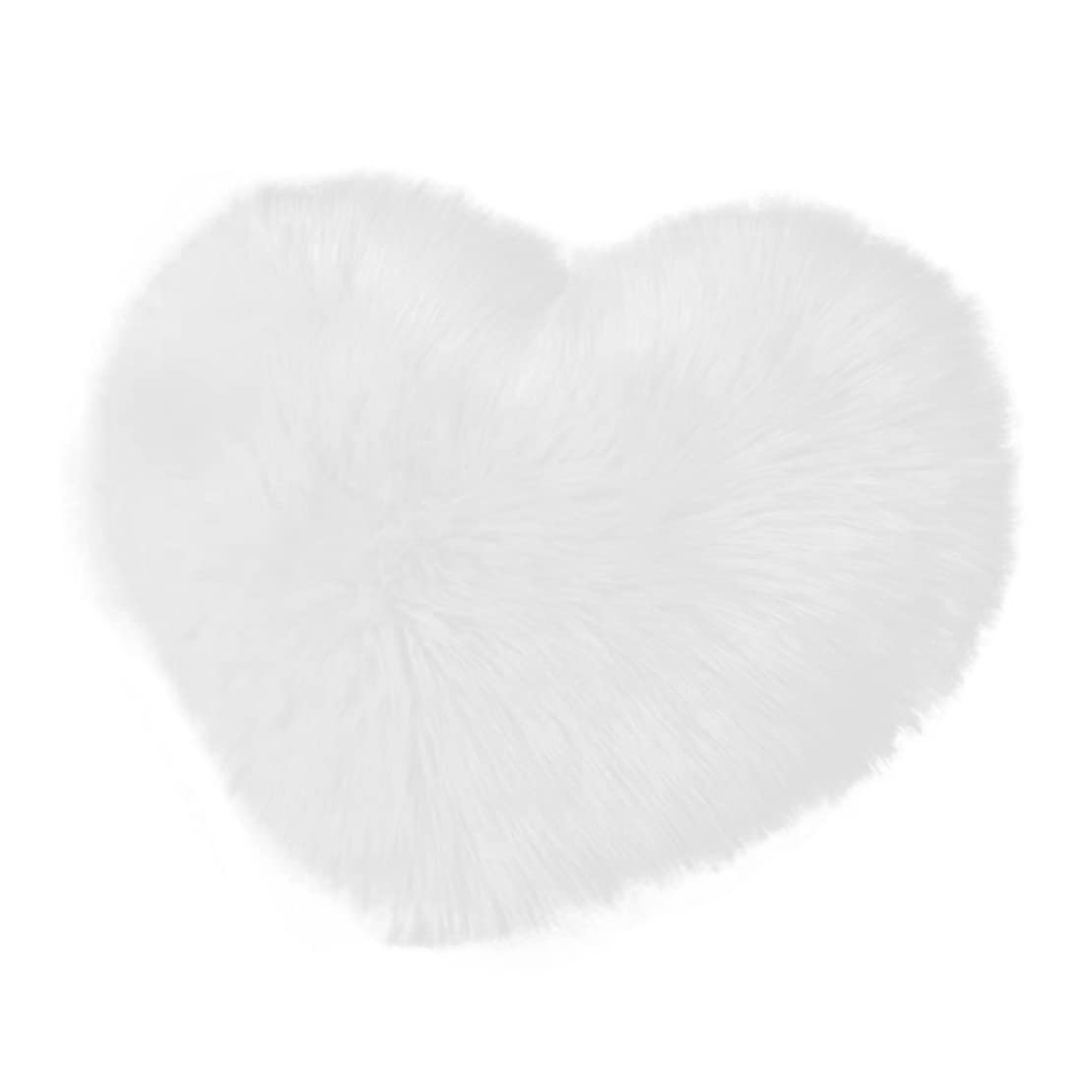 Hbbgdiy Heart Shaped Plush Cushion Cover 50x40cm Artificial Wool Throw Pillow Cover for Sofa Bedroom Decor, Soft Decorative Pillowcase, White (No Inserts)