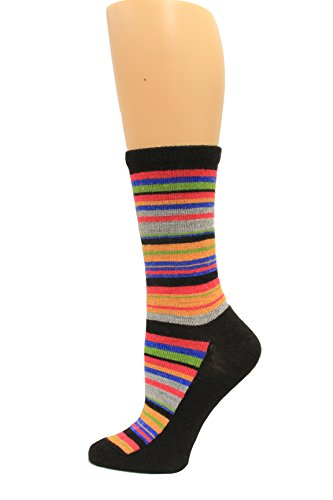 Wise Blend Lg Stripe Crew Blk Women