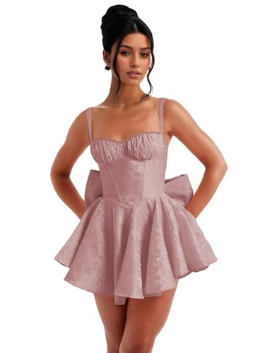 Image of Short Satin Homecoming Dresses with Bows Applique Corset Prom Dress Mini HOCO Party Cocktail Gowns for Teens