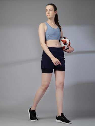 Image of CHKOKKO Gym Shorts for Women Workout Sports Running Quick Dry Fit Double Layer Inner Compression with Pockets Breathable Lightweight Wear