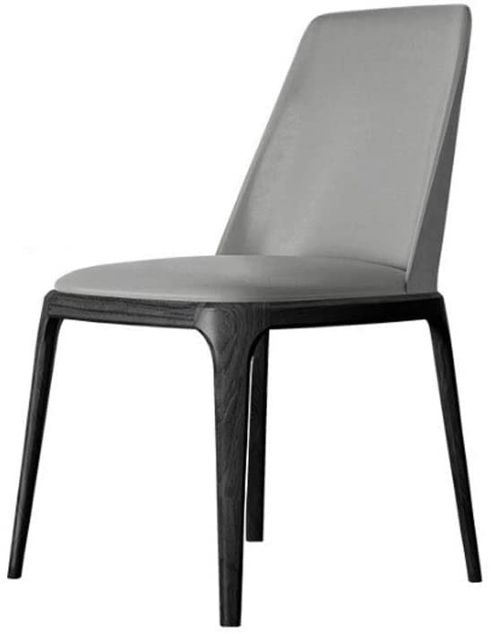 Chaise de salle à manger en cuir et bois massif style nordique