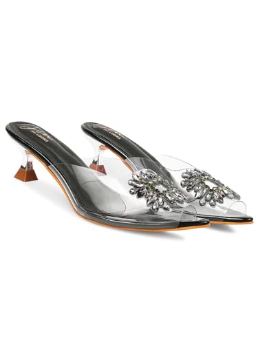 Image of JM LOOKS Comfortable and Stylish Kitten Heels Transparent Upper Sandals For women and Girls